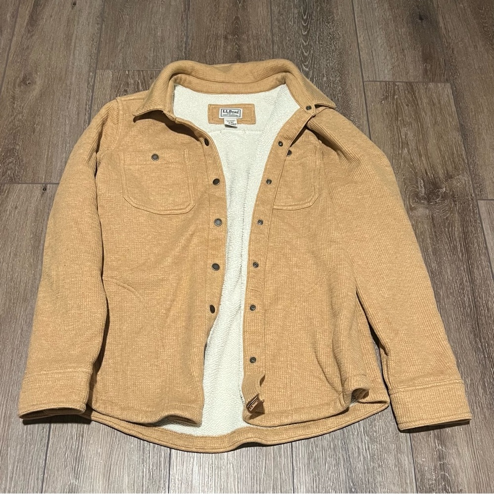 LLBean Womens Fleece Lined Flannel Shirt - Snap Button - Large